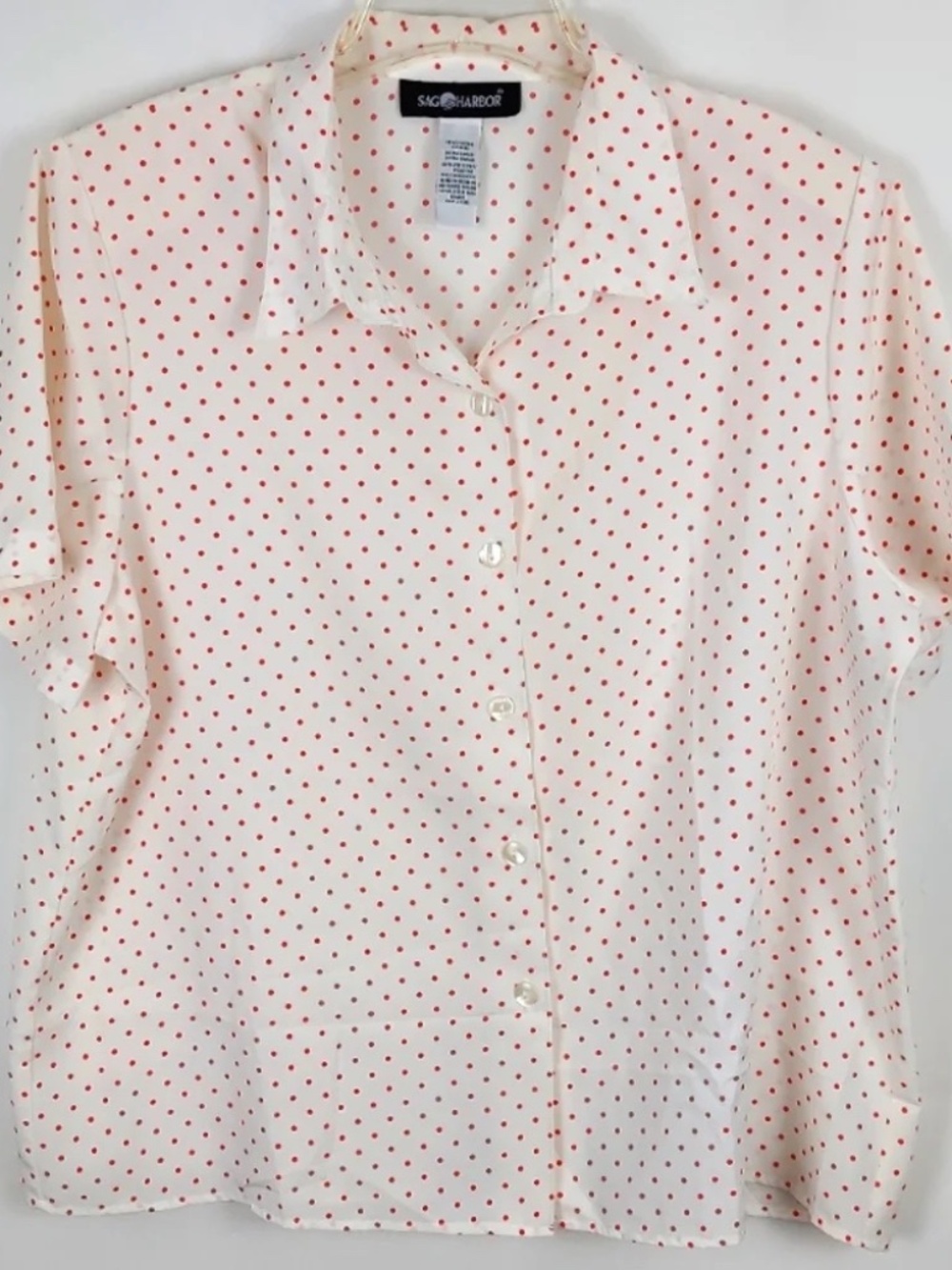 90's Y2K Vintage Sag Harbor Polkadot Button-Down Shirt Womens XL Office Academia